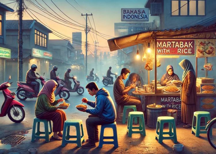 Tren makan martabak pakai nasi