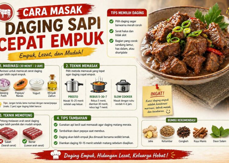 Cara Masak Daging Sapi Cepat Empuk