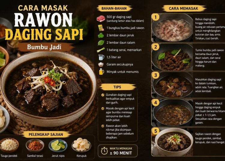 Cara Masak Rawon Daging Sapi Bumbu Jadi