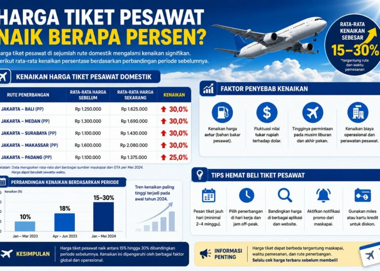 Harga Tiket Pesawat Naik Berapa Persen