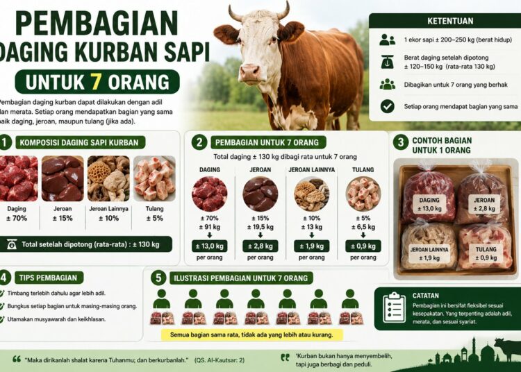 Pembagian Daging Kurban Sapi Untuk 7 Orang