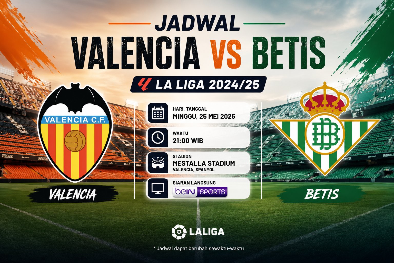 Jadwal Valencia vs Betis Jadi Sorotan Laga Panas La Liga